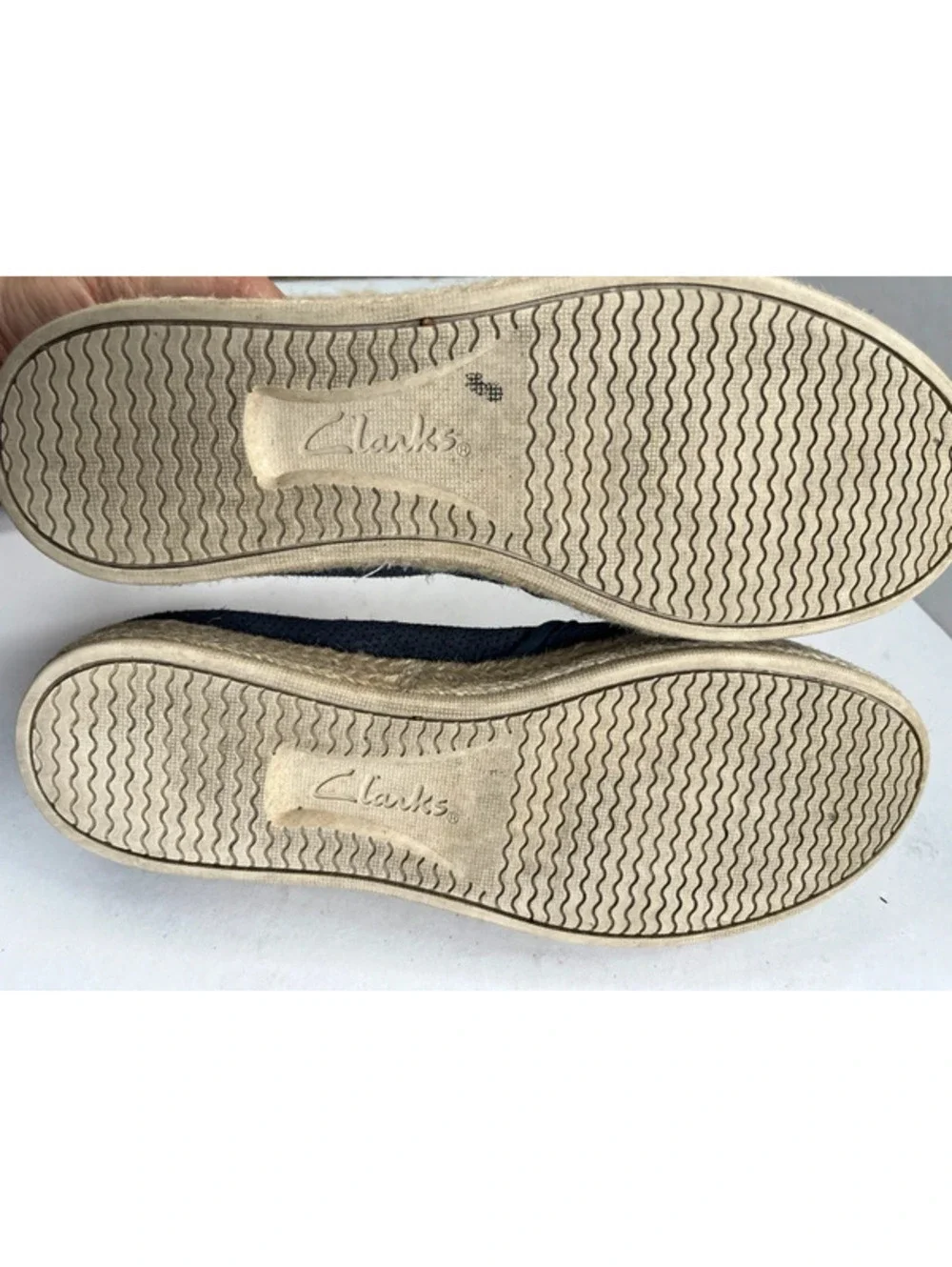 Clarks Azella Major Women's 8M Blue Suede Perforated Espadrille Slip-On Flats